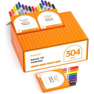 Shuttle Art 304 PAKK VASKABLE MARKERS 8 farver bred linje mark?rer separat pakke med 38 konisk tip mark?r bulk med en boks hjemmeklasse skolearti