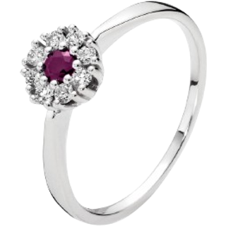 Lund Ring med rubin 3mm og diamanter 0,20 CT W.SI hvidguld 585