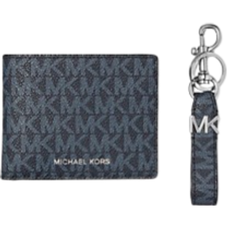 MK Logo Wallet and Key Chain Gift Set - Blue - Michael Kors - ONE SIZE