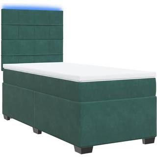 kontinentalseng med madras 80x200 cm fløjl mørkegrøn