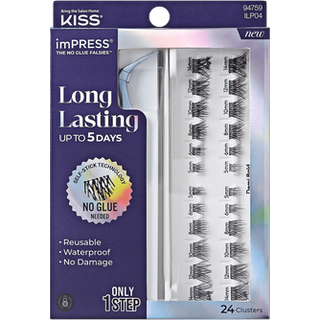 Kiss Impress forfalskninger Langvarige selvklæbende øjenvipper? Emi fed 5 dages udvidet slid 24 Medium Volume Lash Clusters (5 6 8 10 12 & 14mm)