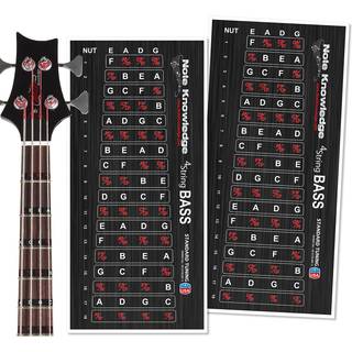 Bass guitar fretboard note kort m?rkater/klisterm?rker til l?ringsnotater akkorder og skalaer.