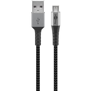 Goobay Micro-USB till USB-A textilkabel med metallkontakter 0,5 m elegant och extra robust anslutningskabel för enheter med Micro-USB-anslutning