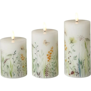 LED lys hvid med blomster 3 stk.