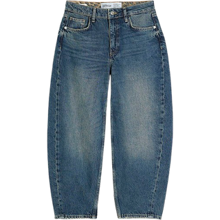 River Island River Island Blue 100% Cotton Petite High Rise Barrel Jeans