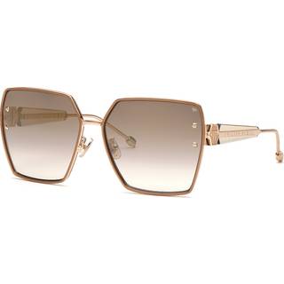 Philipp Plein Kvinde SPP122W PLEIN QUEEN 300G Solbriller Metal Guld Brun Geometrisk Normal Skygge