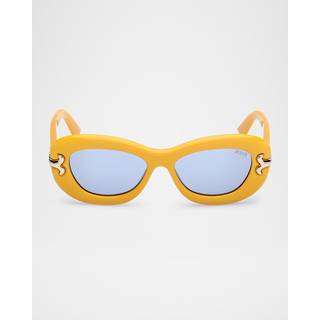 Emilio Pucci Kvinde EP0210 39V Solbriller Acetat Gul Blå Rund Normal
