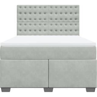 kontinentalseng med madras 140x200 cm fløjl lysegrå