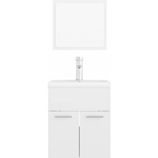 badeværelsesmøbelsæt konstrueret træ hvid højglans