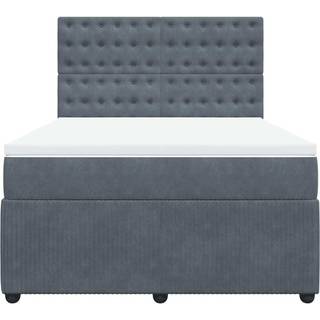 kontinentalseng med madras 160x200 cm fløjl mørkegrå