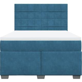 kontinentalseng med madras 160x200 cm fløjl blå