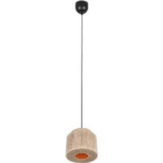 Japandi pendellampe sort med brunt reb 31 cm - Smilla