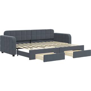 Daybed Velour Mørkegrå - med udtræk og skuffe / 80 x 200 cm