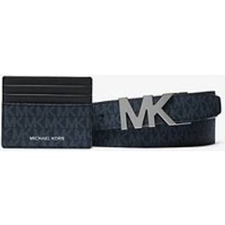 MK Signature Logo Card Case and Belt Gift Set - Blue - Michael Kors - ONE SIZE