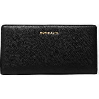 MK Bryant Large Pebbled Leather Snap-Front Wallet - Black - Michael Kors - ONE SIZE