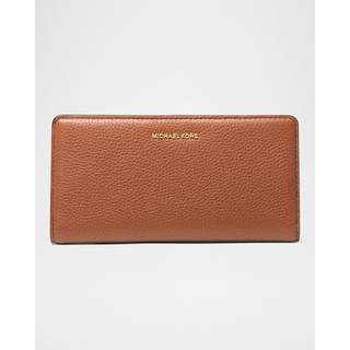 MK Bryant Large Pebbled Leather Snap-Front Wallet - Brown - Michael Kors - ONE SIZE