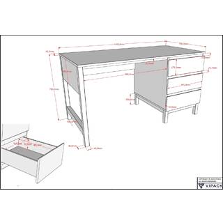 Skrivebord Eva 90 x 200 cm – hvid