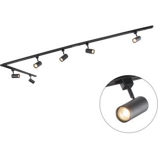 Modernt skinnesystem med 6 sorte spotlights 1-faset 300 cm - Iconic Jeana