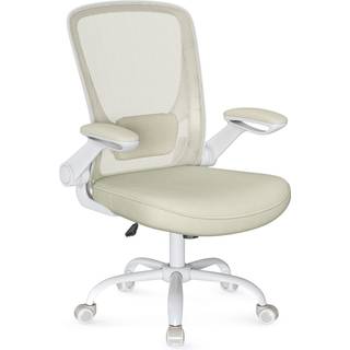 Mesh Skrivebordsstol, Ergonomisk Computerstol, Lændestøtte, Flip-up Armlæn, Havregryn Beige
