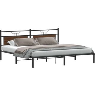 Sengeramme Uden Madras Konstrueret Træ Brunt Eg Brun Eg - med hovedgærde / 193 x 203 cm