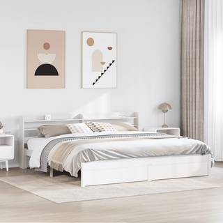 Sengeramme med hovedgærde uden madras Hvid 180x200 cm