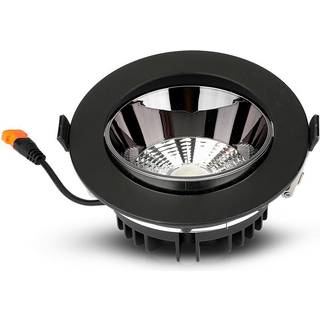 20W LED Reflektor COB Downlight - Samsung chip, 6400K, sort - Kulør : Kold