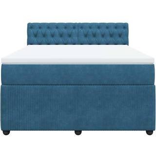 kontinentalseng med madras 140x200 cm fløjl blå