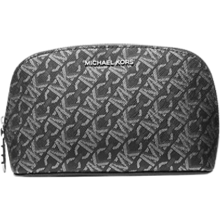 MK Small Metallic Empire Signature Logo Travel Pouch - Silver - Michael Kors - ONE SIZE
