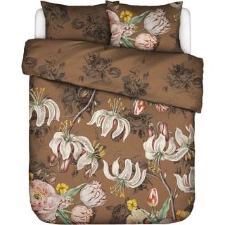 Dobbelt blomstret sengetøj 200x220 cm - Aimee Cafe Noir - Vendbart i 100% bomuldssatin - Essenza sengetøj