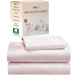 Californiens design den blød 100% bomuld ekstra lang dobbeltsengene Twin XL Sheet Set med Sateen Weave Cooling Sheets - Pink