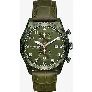 MK Oversized Panorama Olive-Tone and Crocodile Embossed Leather Watch - Green - Michael Kors - ONE SIZE