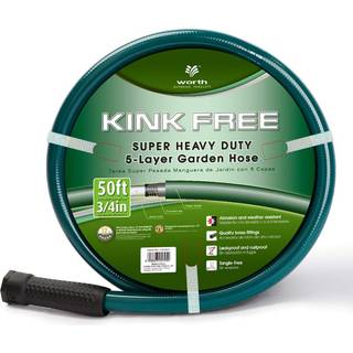 Worth Garden 3/4 in. X 50 ft. Lang vandslange - Tungt holdbar ikke -kinking Haveslange - PVC -materiale Slange med messingfittings - Fleksibel sl