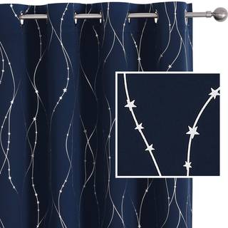 Smil Weaver Navy Blackout Gardiner til b?rn Sovev?relse 108 tommer L?ngde Trykt Design V?relse M?rkningsgardiner til stue Bl?d tyk termisk isoler