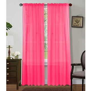 Safir hjem hot pink rene gardiner - 2 paneler s?t 54 """" x 95 """" Gennemsigtig lysfiltrering af privatlivets fred Voile gardiner rene vinduesgardin
