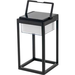 Lucande LED-solcellebordlampe Tilena, kantet, sort, dæmpbar