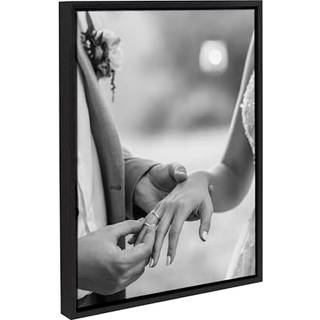 Kate og Laurel Sylvie Custom Printed Framed Canvas Wall Art 18x24 Black Personal Canvas Print med dine fotos til sovev?relse eller stue galleri v
