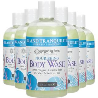Ingefær Lily Farms Botanicals Nourishing Body Wash Island Tranquility 100% Vegan & Cruelty-Free Green Tea & Lemongrass Duft 12 fl oz (Pack of 6)