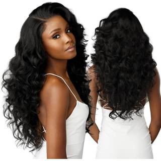 Sensationnel bare blonder Fulllace Wig - Enhed 4 Human Hair Blend All Lacefrontal Glueless Synthetic 180 Grad Preplucked Hairline (BalayageGold)