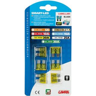 Fladsikring FK2 20AMP - M/ SMD LED Advarselslys - 6 stk  - Hurtig levering