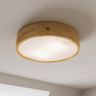Envostar loftlampe Kerio, Ø 37 cm, naturligt egetræ