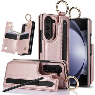 Ximand til Samsung Galaxy Z Fold 5 tegnebog med S-Pen Holder og kreditkortholder kontant slot premium l?der magnetisk l?s kickstand tungt ringbes