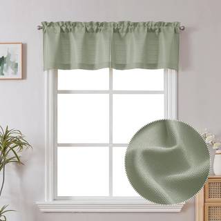 Chyhomenyc Bennet Light Sage Green Valance til Windows Faux Linned Slub tekstureret semi -ren lille vindue Køkken Valance Curtain Rod Pocket Cafe