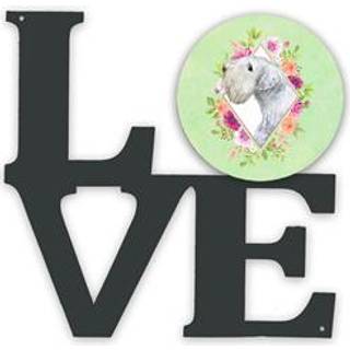 """" Caroline's Treasures Sealyham Terrier Green Flowers Metal Artwork Love Wall-decor multicolor """"