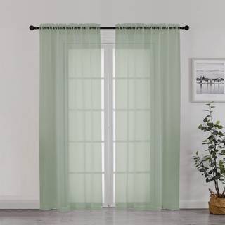 Chyhomenyc Sage Green Sheer Curtains 72 tommer længde 2 Paneler Lysfiltrering Airy Breathable Rod Pocket Voile Drapes Til fransk dør soveværelse