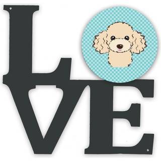 """" Caroline's Treasures Checkerboard Blue Buff Poodle Metal Artwork Love Wall-Decor Multicolor """"