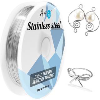 Art3d 18 gauge rustfrit stål ledning bøjelig blød håndværkstråd til smykker, der laver øreringe perler DIY indpakning skulptur - 120 ft sølv
