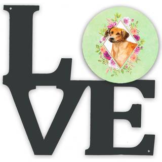 """" Caroline's Treasures Rhodesian Ridgeback Green Flowers Metal Artwork Love Wall-decor multicolor """"