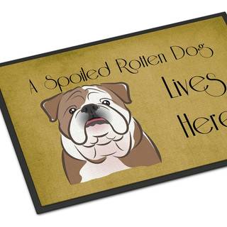 """" Caroline's Treasures BB1467JMAT Engelsk bulldog forkælet hunde bor her indendørs eller udendørs mat 24 x 36 """" ""multicolor"" ""