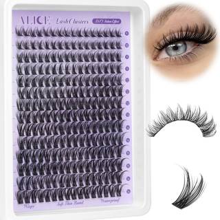 Lash Clusters Natural Wispy Cluster Eyellash Extensions DIY Individuelle vipper D Curl Lash Extension Watertæt klynger vipper 224 stk 9-16 mm blø