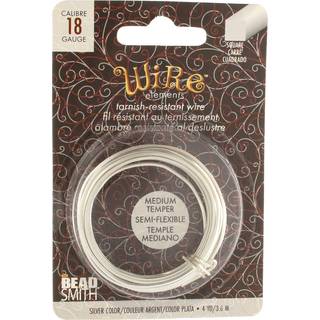 Perlsmith firkantet håndværkstråd - Medium temperament perler ledning sølvfarve 18 gauge 4 yards